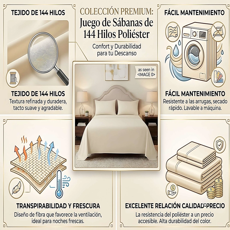 SET DE SABANAS DE 144 HILOS KING W6 - 4