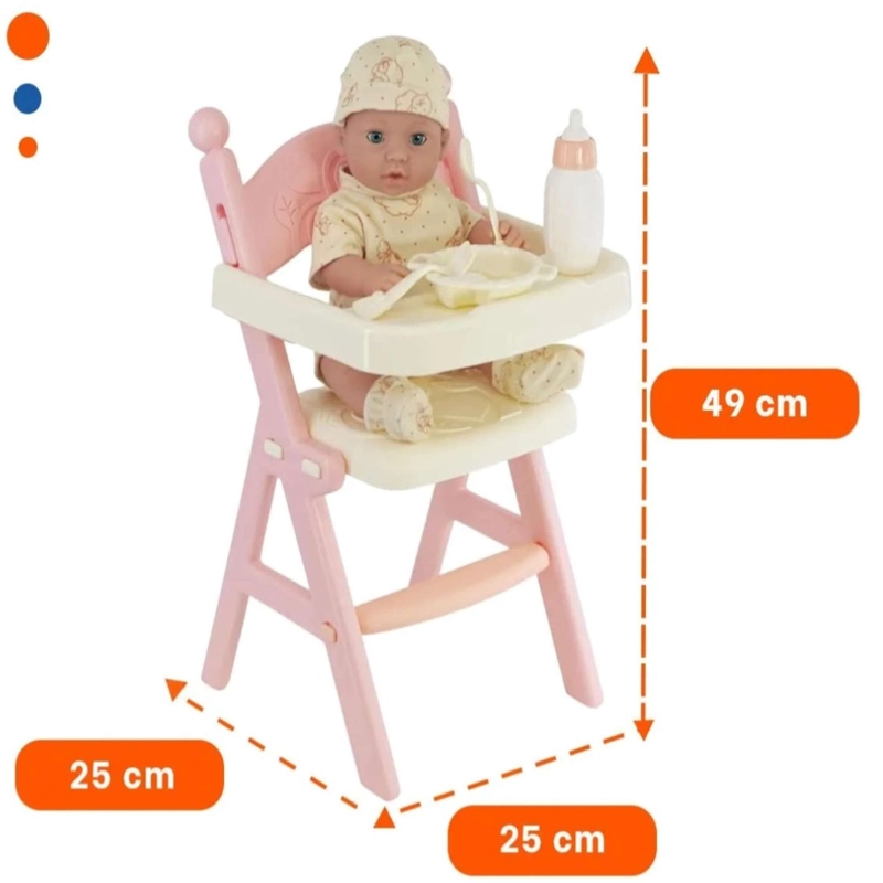 MUÑECA CON SILLA ALTA DE ACCESORIO 49CM - 4