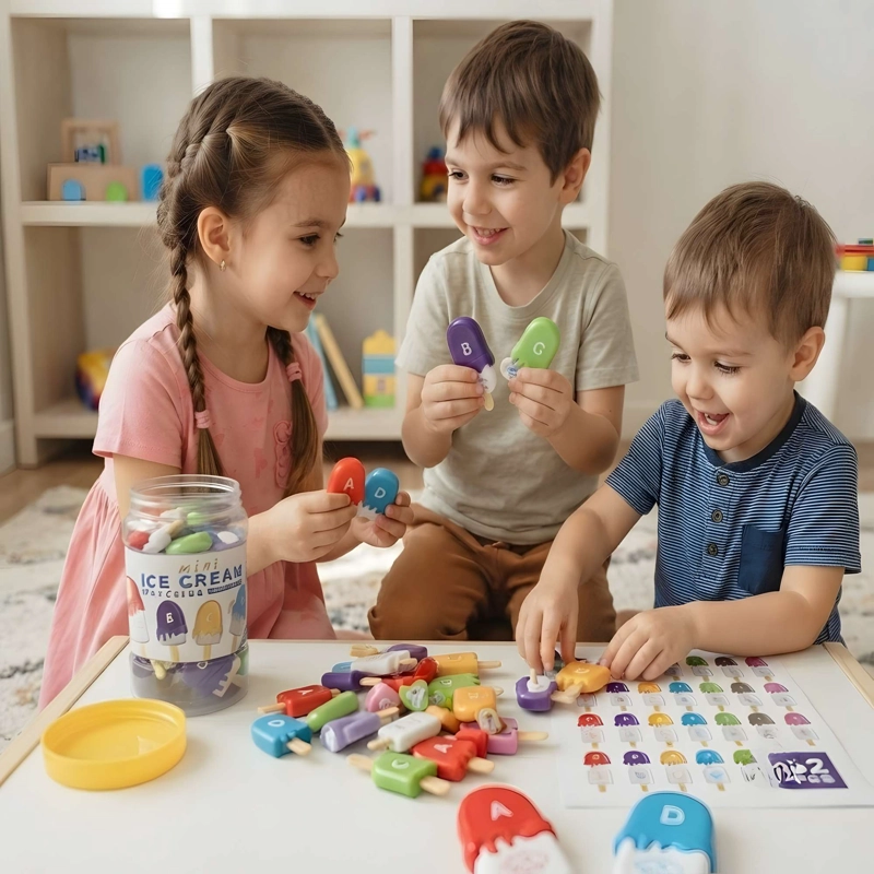 JUEGO PARA NIÑOS DIDACTICO EMPAREJAMIENTO DE HELADOS 52 PIEZAS - 1