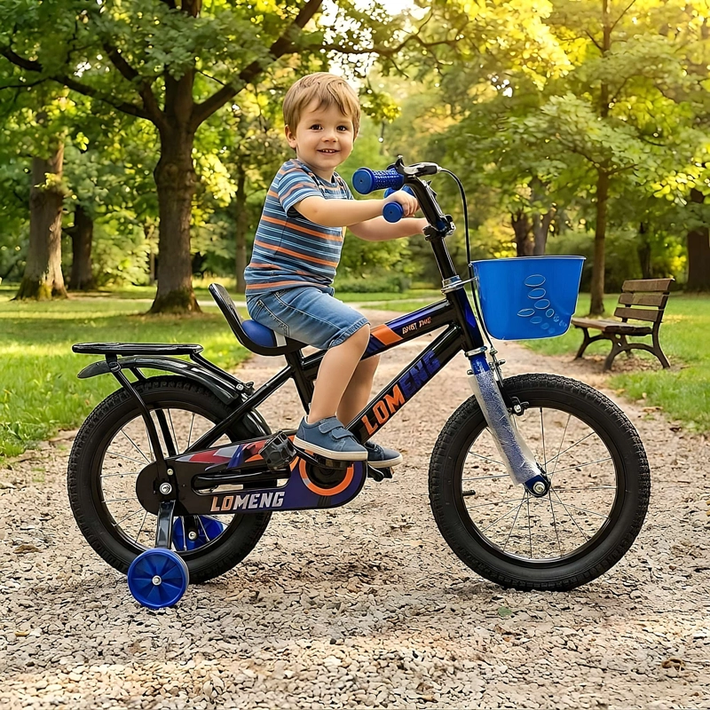 BICICLETA PARA NIÑOS ARO 14 CON RUEDITAS COLOR AZUL - 4