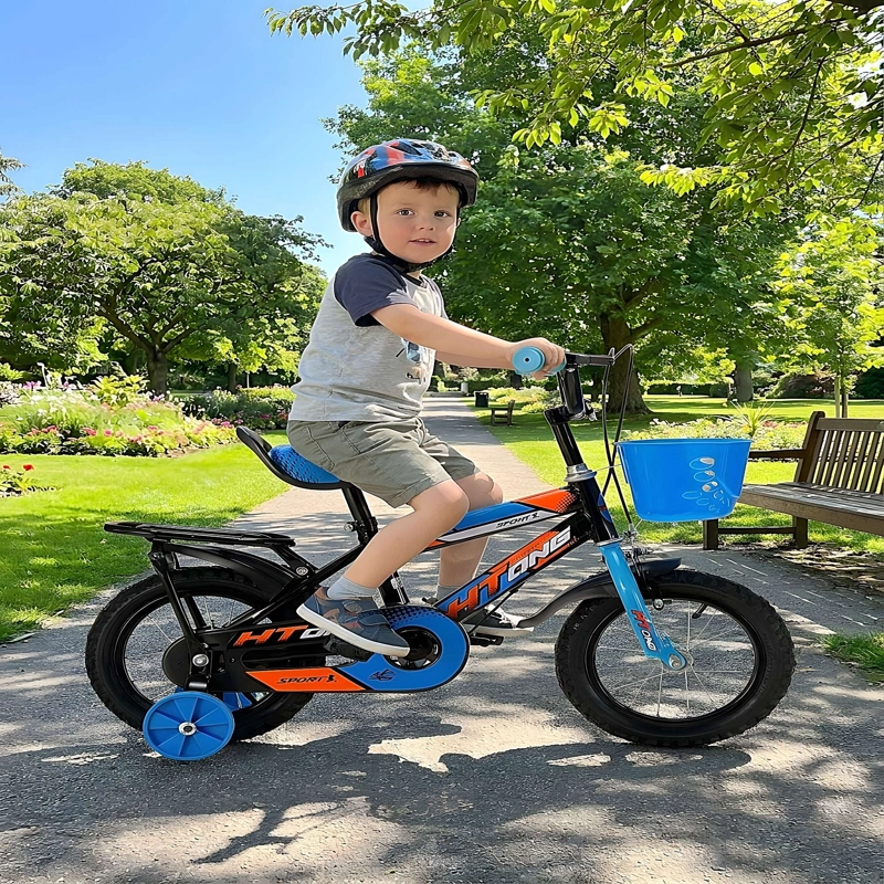 BICICLETA PARA NIÑOS ARO 12 CON RUEDITAS COLOR AZUL CELESTE - 1