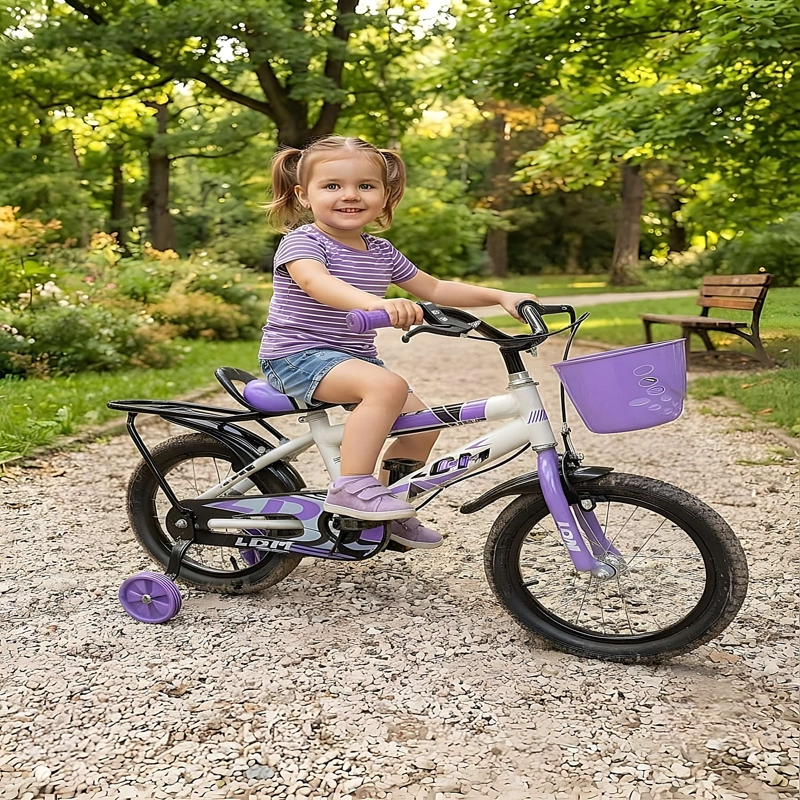 BICICLETA PARA NIÑOS ARO 12 CON RUEDITAS COLOR LILA - 3