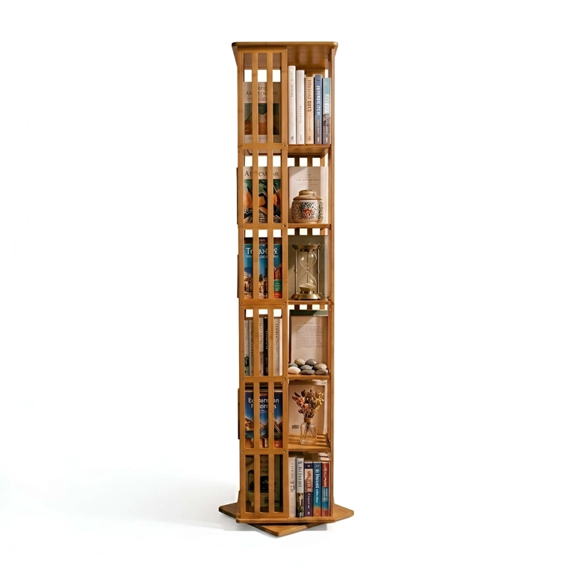 ESTANTE ORGANIZADOR GIRATORIO DE BAMBU DE 7 NIVELES ELEGANCIA Y FUNCIONALIDAD EN 360° - 4