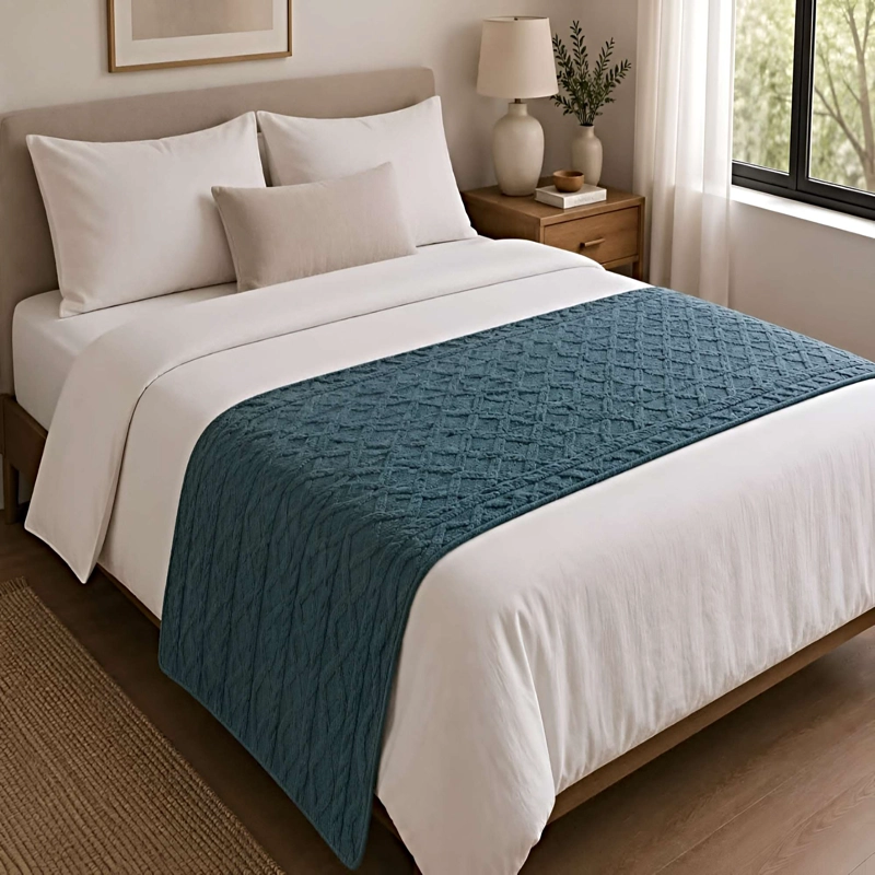 PIECERA TEXTURIZADA ESTILO NORDICO 70X220 CM TURQUESA - 1