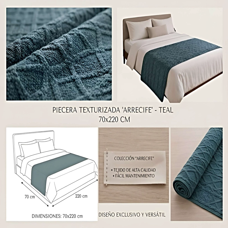 PIECERA TEXTURIZADA ESTILO NORDICO 70X220 CM TURQUESA - 4