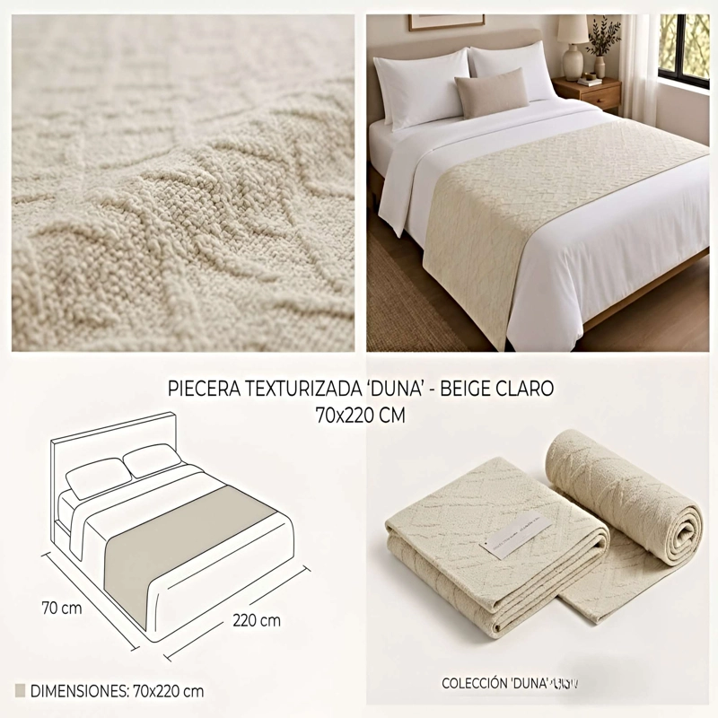 PIECERA TEXTURIZADA ESTILO NORDICO 70X220 CM BEIGE - 4