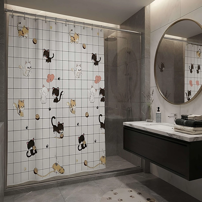 CORTINA DE BAÑO PREMIUM MAS FORRO 180X180 CM CB27 - 1