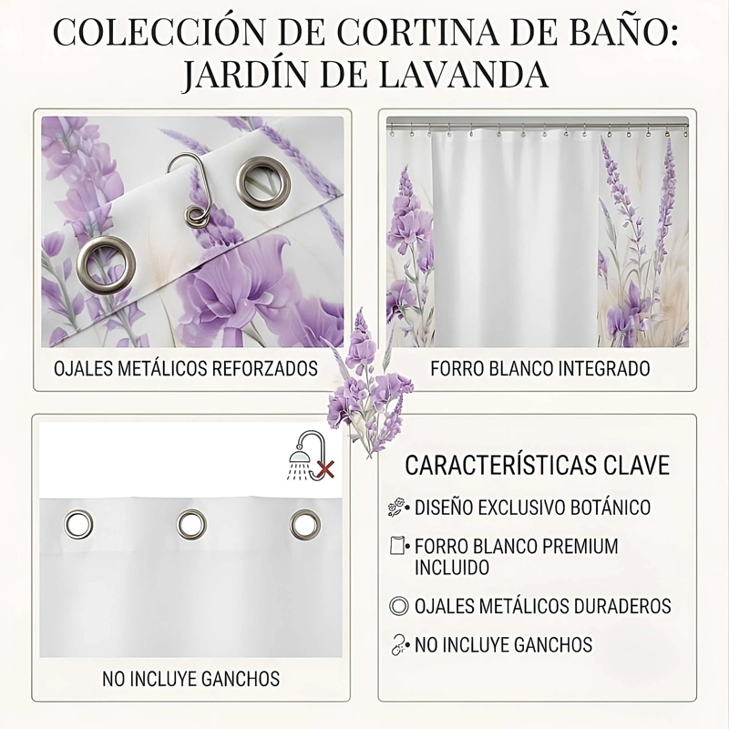 CORTINA DE BAÑO PREMIUM MAS FORRO 180X180 CM CB25 - 4