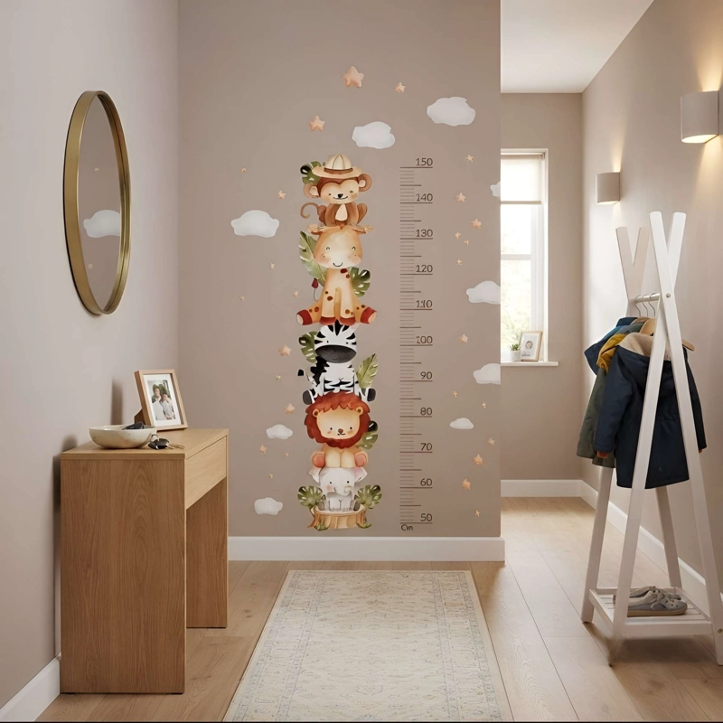VINILO DECORATIVO CON MEDIDOR DE ESTATURA CON DISEÑO DE SAFARI - 2