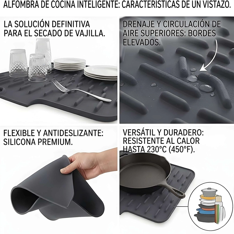 ALFOMBRA SECAPLATOS 25X32 CM GRIS OSCURO - 4