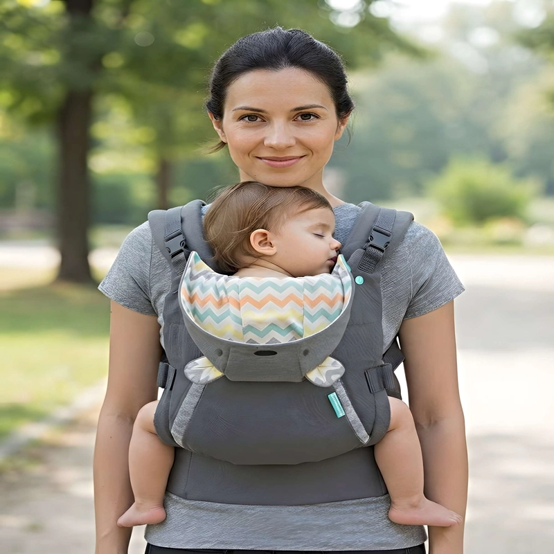 PORTABEBE S ERGONOMICO CON CAPUCHA 4 EN 1 AJUSTABLE GRIS C - 1