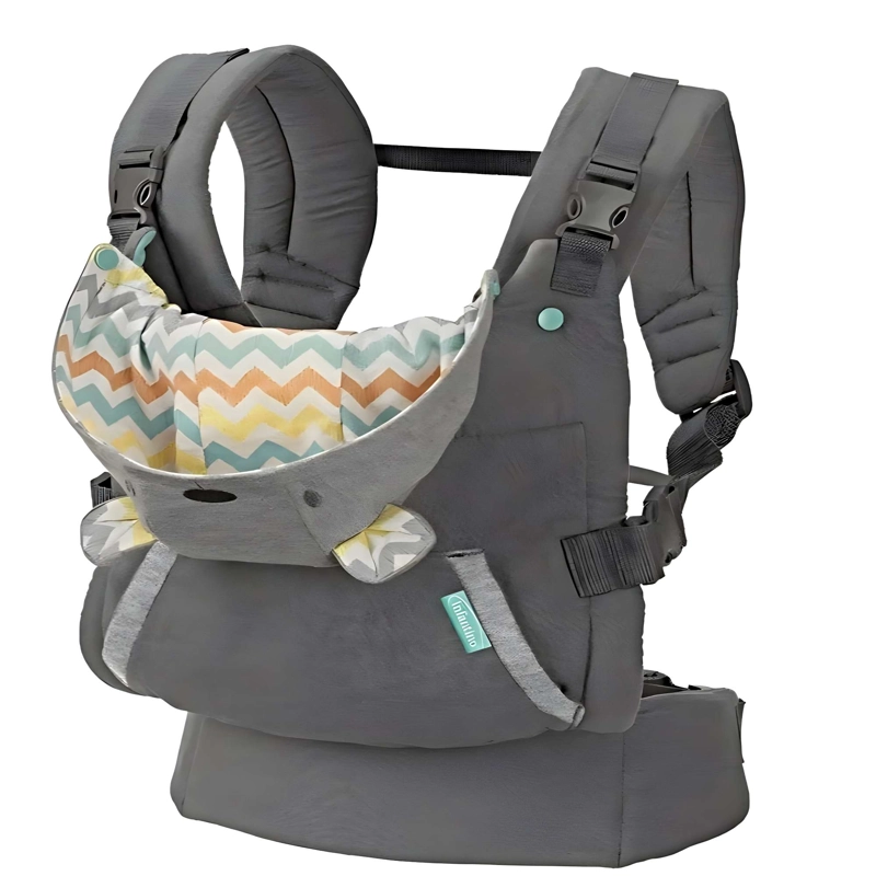 PORTABEBE S ERGONOMICO CON CAPUCHA 4 EN 1 AJUSTABLE GRIS C - 2