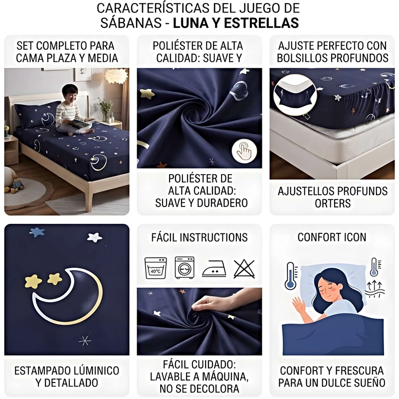 SABANA INFANTIL 1.5 PLAZA P5 AZUL MARINO - 4