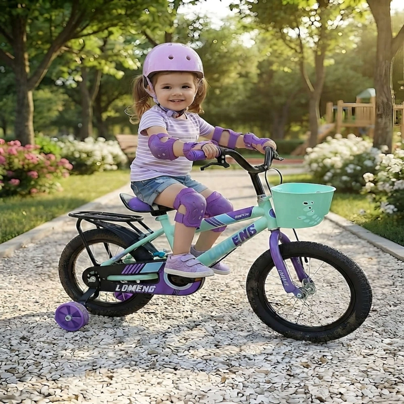 BICICLETA PARA NIÑOS ARO 12 CON RUEDITAS MAS KIT DE SEGURIDAD VERDE AGUA - 4