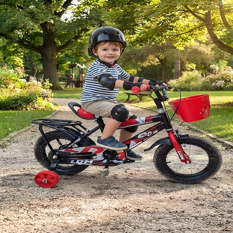 BICICLETA PARA NIÑOS ARO 12 CON RUEDITAS MAS KIT DE SEGURIDAD ROJO2 - 4