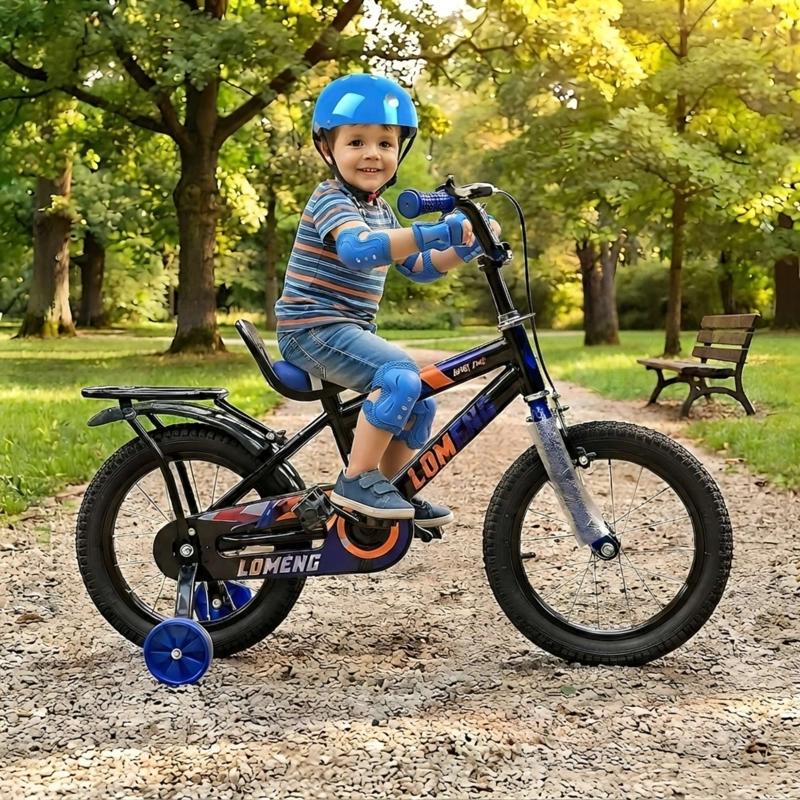 BICICLETA PARA NIÑOS ARO 12 CON RUEDITAS MAS KIT DE SEGURIDAD AZUL - 4