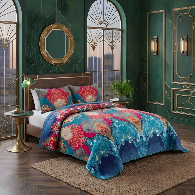 CUBRECAMA DE VERANO CON POMPONES Y DISEÑO KING 250CMX270CM A5 - 1