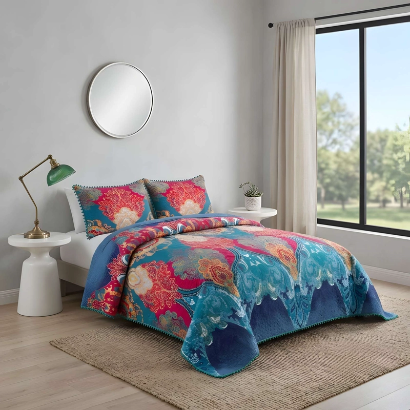 CUBRECAMA DE VERANO CON POMPONES Y DISEÑO KING 250CMX270CM A5 - 2