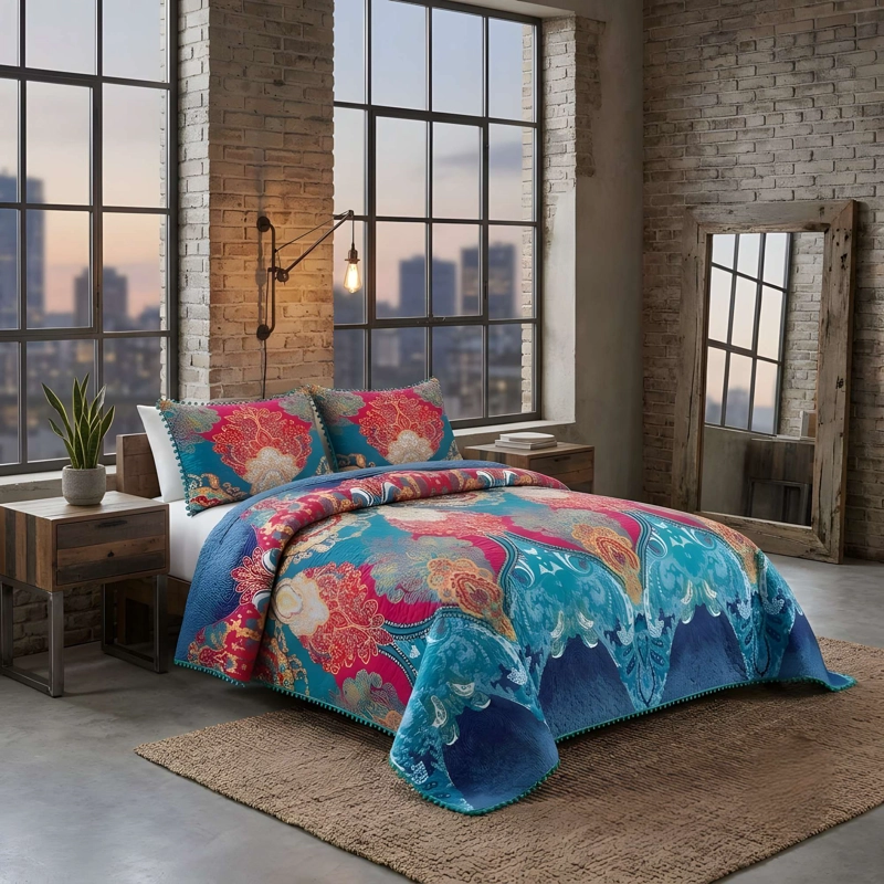 CUBRECAMA DE VERANO CON POMPONES Y DISEÑO KING 250CMX270CM A5 - 3