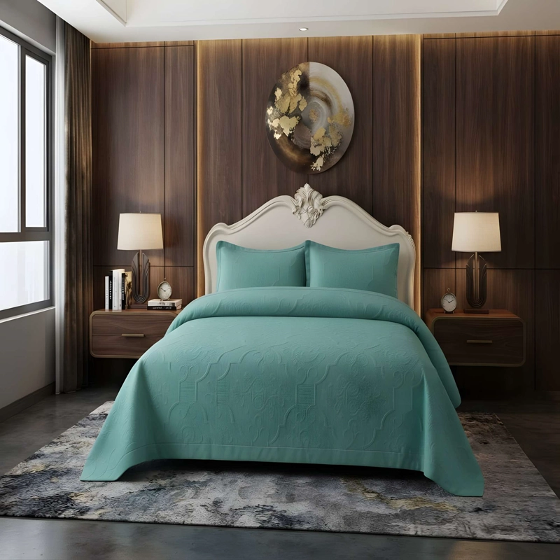 CUBRECAMA DE VERANO CON TEXTURA 1,5 PLAZA COLOR TURQUESA - 3