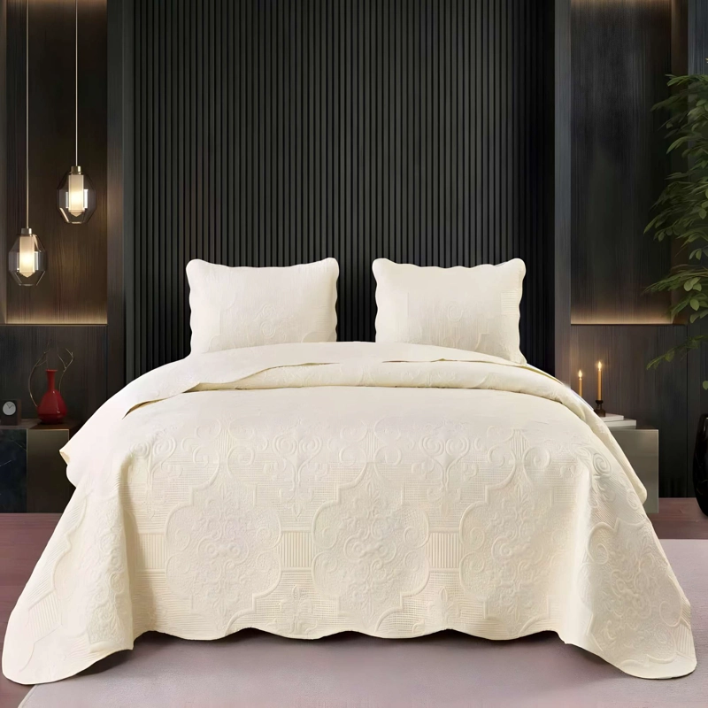 CUBRECAMA DE VERANO CON TEXTURA 1,5 PLAZA COLOR BEIGE - 1