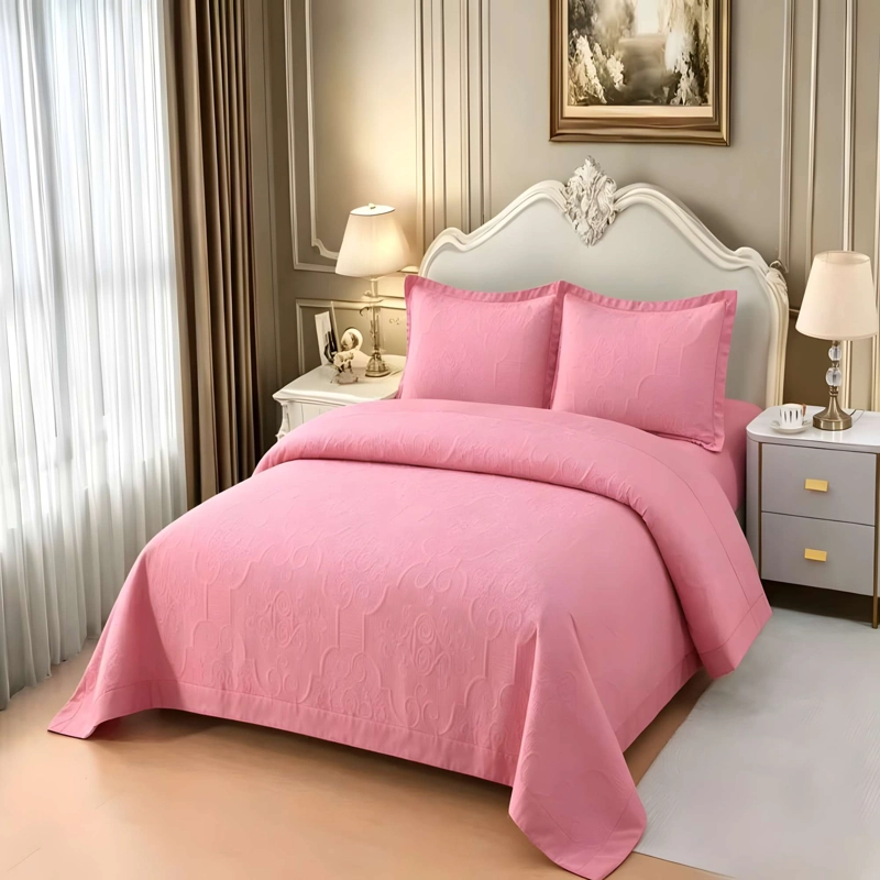 CUBRECAMA DE VERANO CON TEXTURA KING COLOR ROSADO - 2