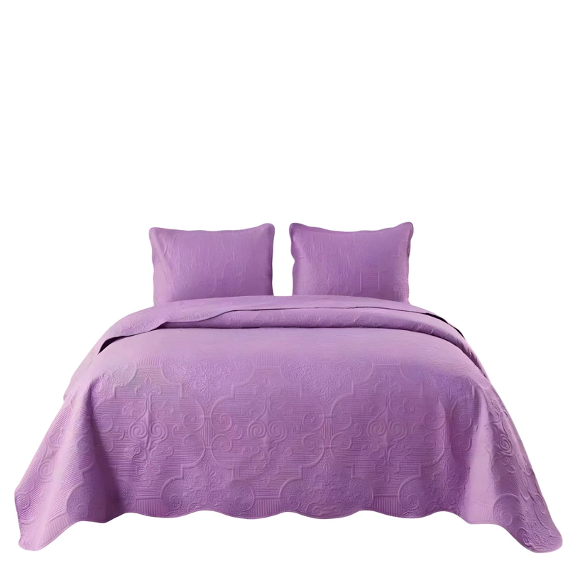 CUBRECAMA DE VERANO CON TEXTURA 1,5 PLAZA COLOR MORADO - 4