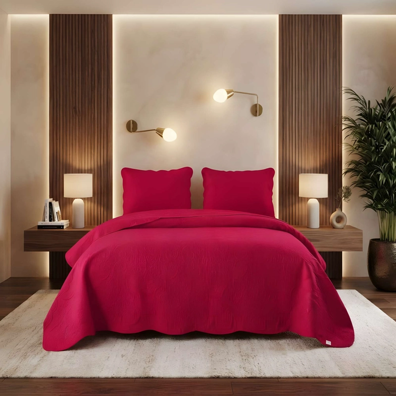 CUBRECAMA DE VERANO CON TEXTURA KING COLOR BURDEO - 2