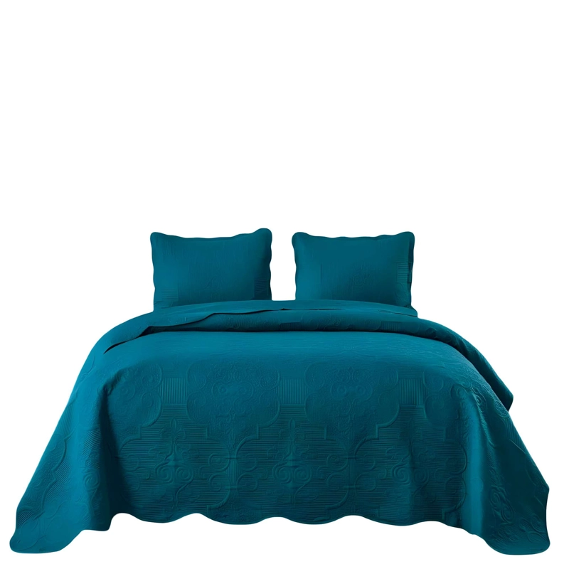 CUBRECAMA DE VERANO CON TEXTURA 1,5 PLAZA COLOR AZUL - 4