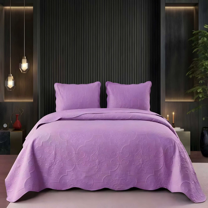 CUBRECAMA DE VERANO CON TEXTURA KING COLOR MORADO - 2