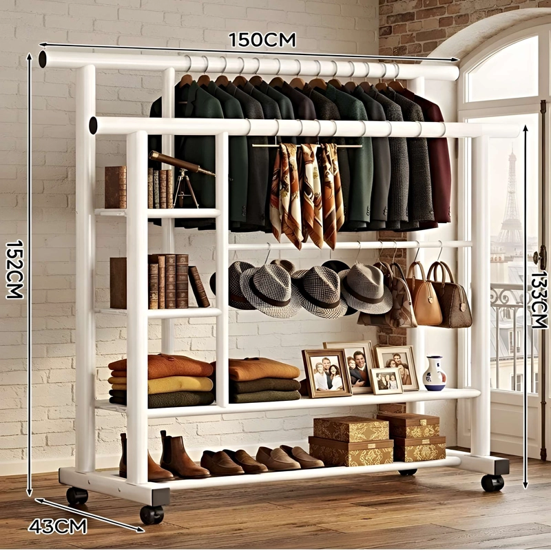 ORGANIZADOR DE ROPA DE ACERO BLANCO - 2