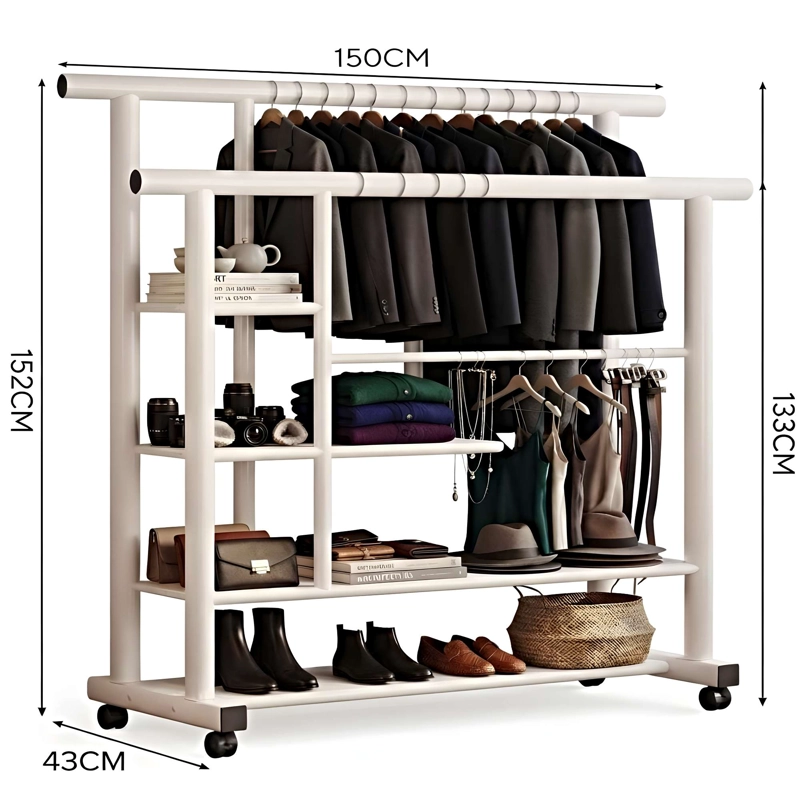 ORGANIZADOR DE ROPA DE ACERO BLANCO - 3