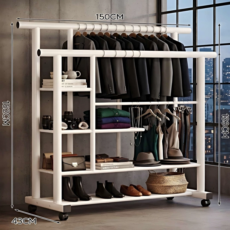 ORGANIZADOR DE ROPA DE ACERO BLANCO - 4