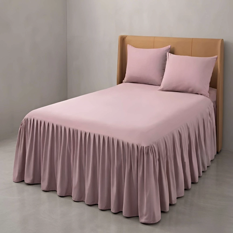 FALDON ELEGANTE DE CAMA SIN FUNDA PLAZA Y MEDIA ROSA - 3