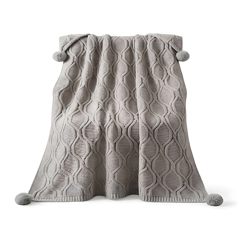MANTA DECORATIVA CON POMPON 150X130 CM M03 - 3