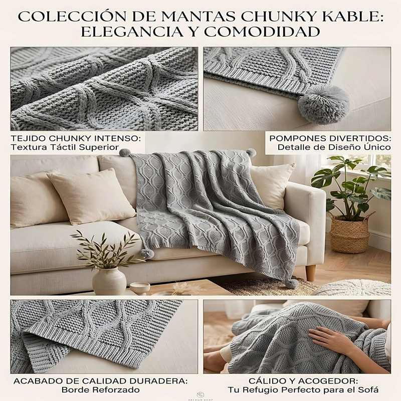 MANTA DECORATIVA CON POMPON 150X130 CM M03 - 4