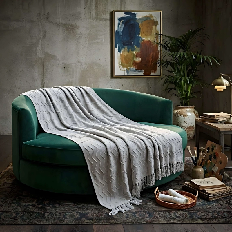 MANTA DECORATIVA CON DISEÑO LINEAS ZIGZAG 127X172 CM M03 - 2