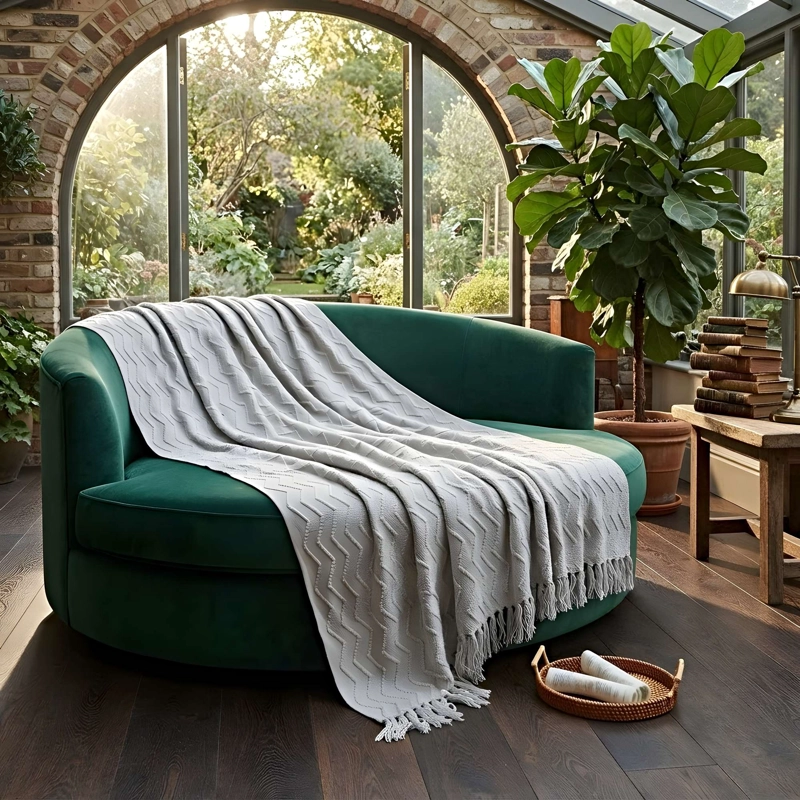 MANTA DECORATIVA CON DISEÑO LINEAS ZIGZAG 127X172 CM M03 - 3