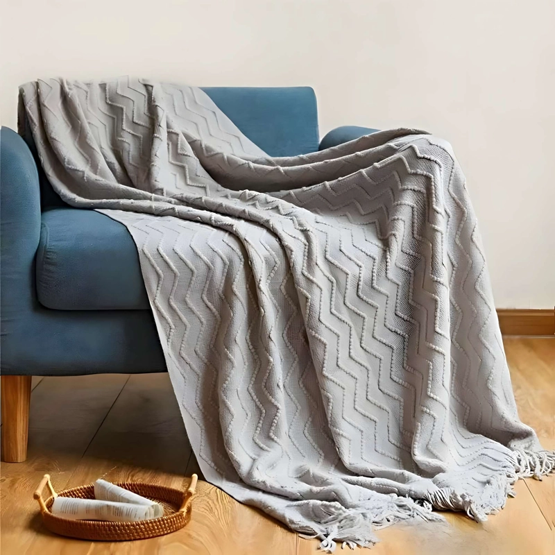 MANTA DECORATIVA CON DISEÑO LINEAS ZIGZAG 127X172 CM M03 - 4