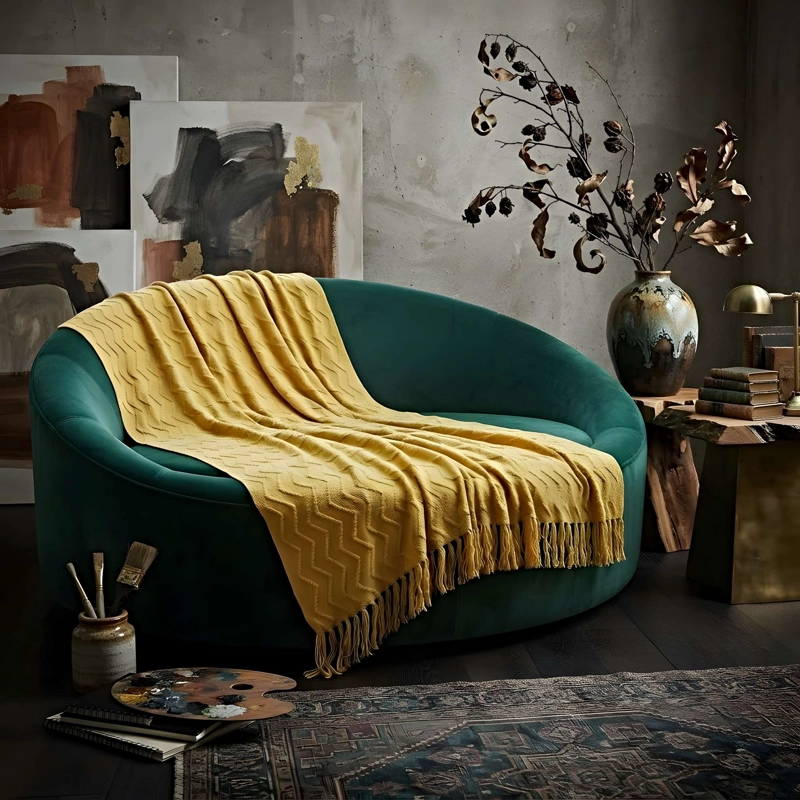 MANTA DECORATIVA CON DISEÑO LINEAS ZIGZAG 127X172 CM M02 - 1