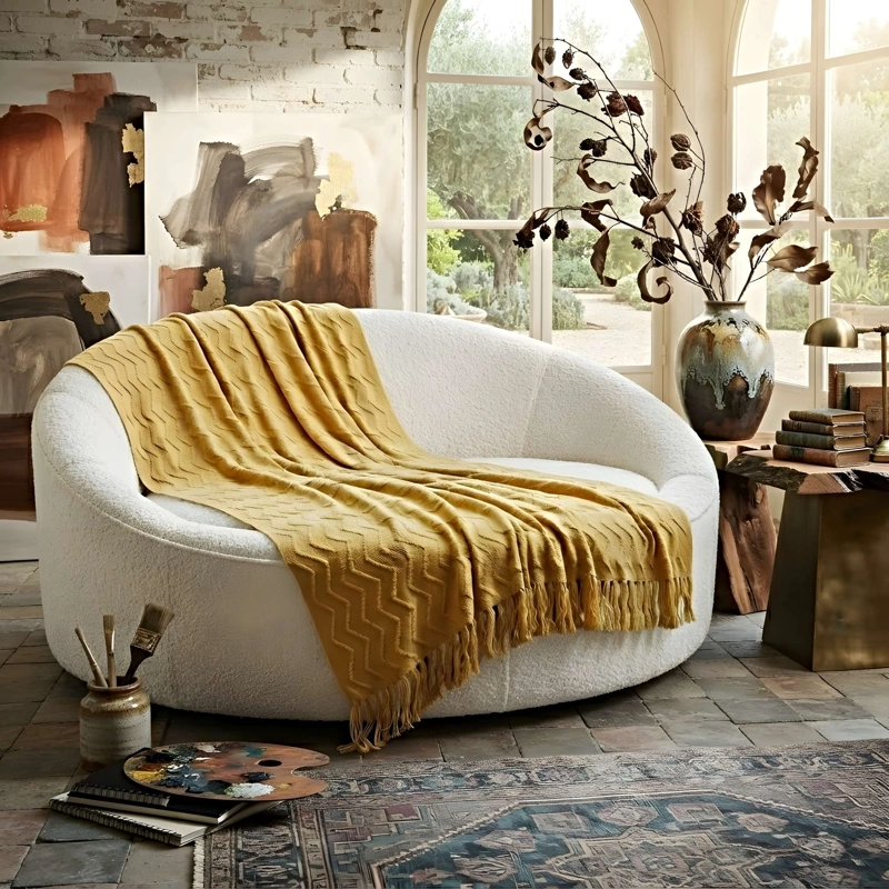 MANTA DECORATIVA CON DISEÑO LINEAS ZIGZAG 127X172 CM M02 - 2