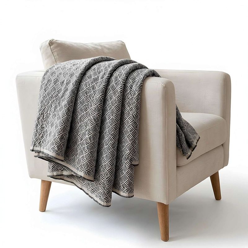 MANTA DECORATIVA TEJIDA DISEÑO GEOMETRICO 180X140 CM M01 - 3