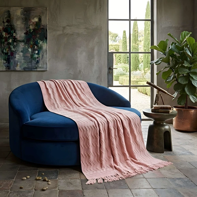 MANTA DECORATIVA CON DISEÑO LINEAS ZIGZAG 127X172 CM M04 - 1
