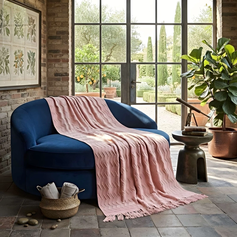 MANTA DECORATIVA CON DISEÑO LINEAS ZIGZAG 127X172 CM M04 - 2