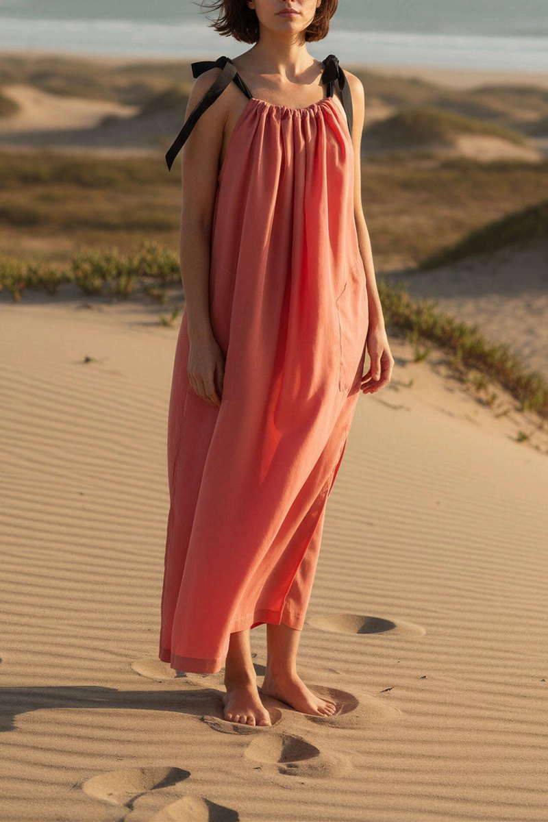 VESTIDO RISCO CUPRO CORAL - 2