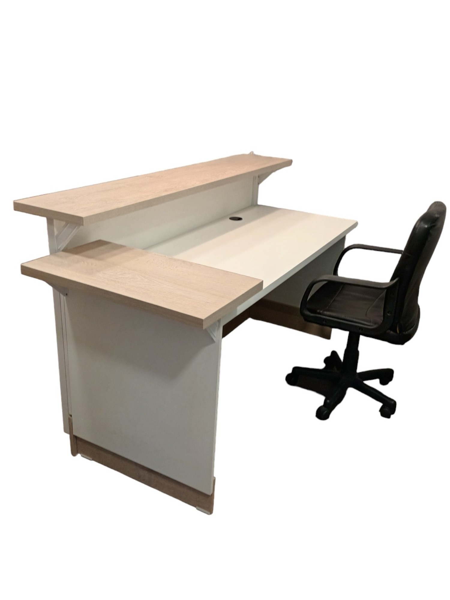 MESON DOBLE ALTURA. ROBLE PROVENZAL Y BLANCO 160X110X70. MODELO DOUBLE DECK. LADO DERECHO O IZQ. - 2