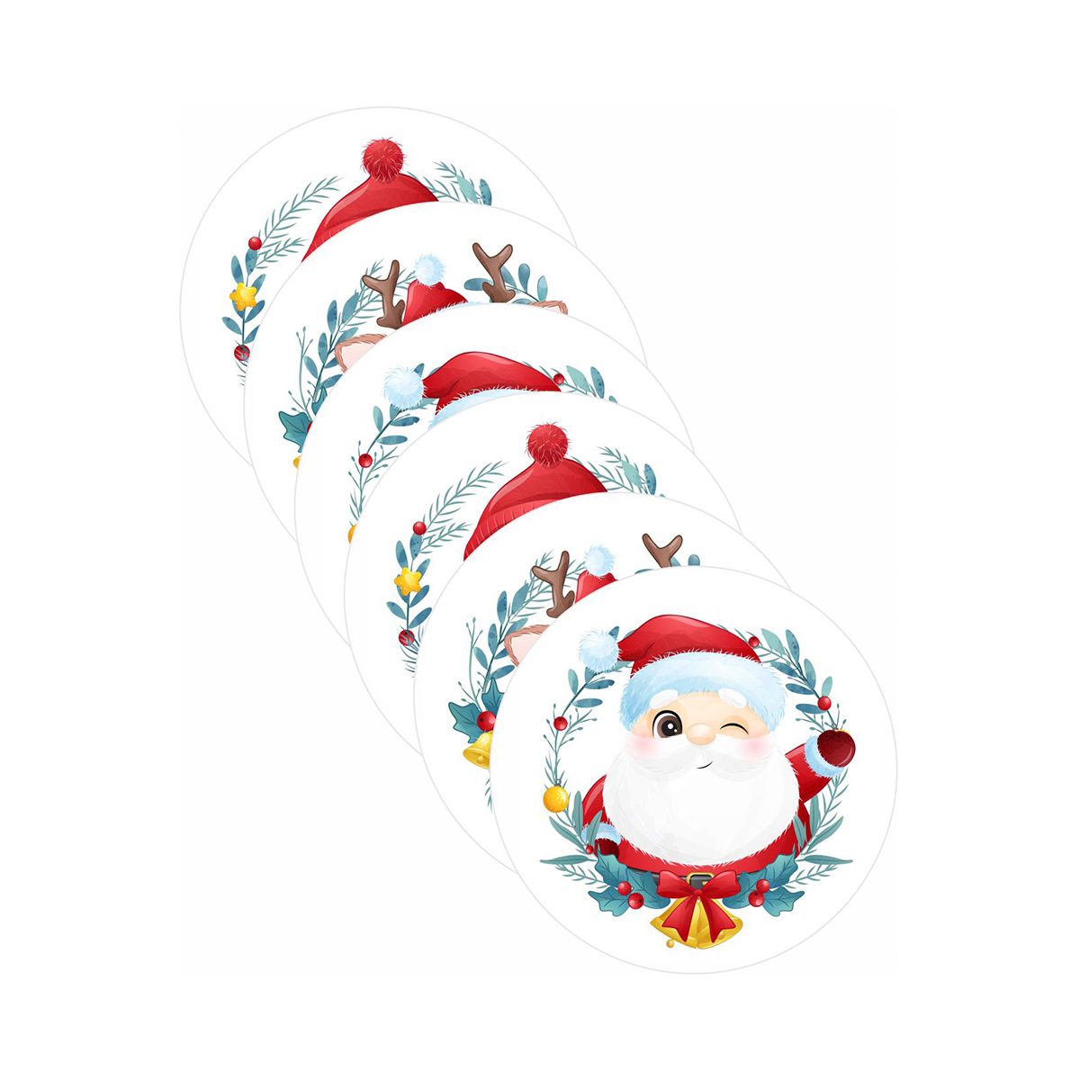 SET 6 INDIVIDUALES NAVIDAD 17 REDONDO - 1