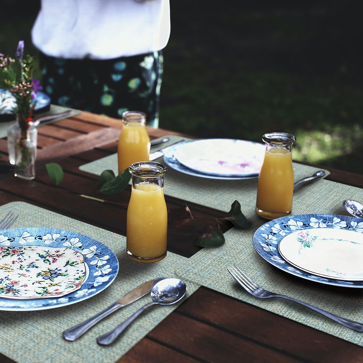 SET 4 INDIVIDUALES LUXE LIGTH BLUE RECTANGULAR - 2