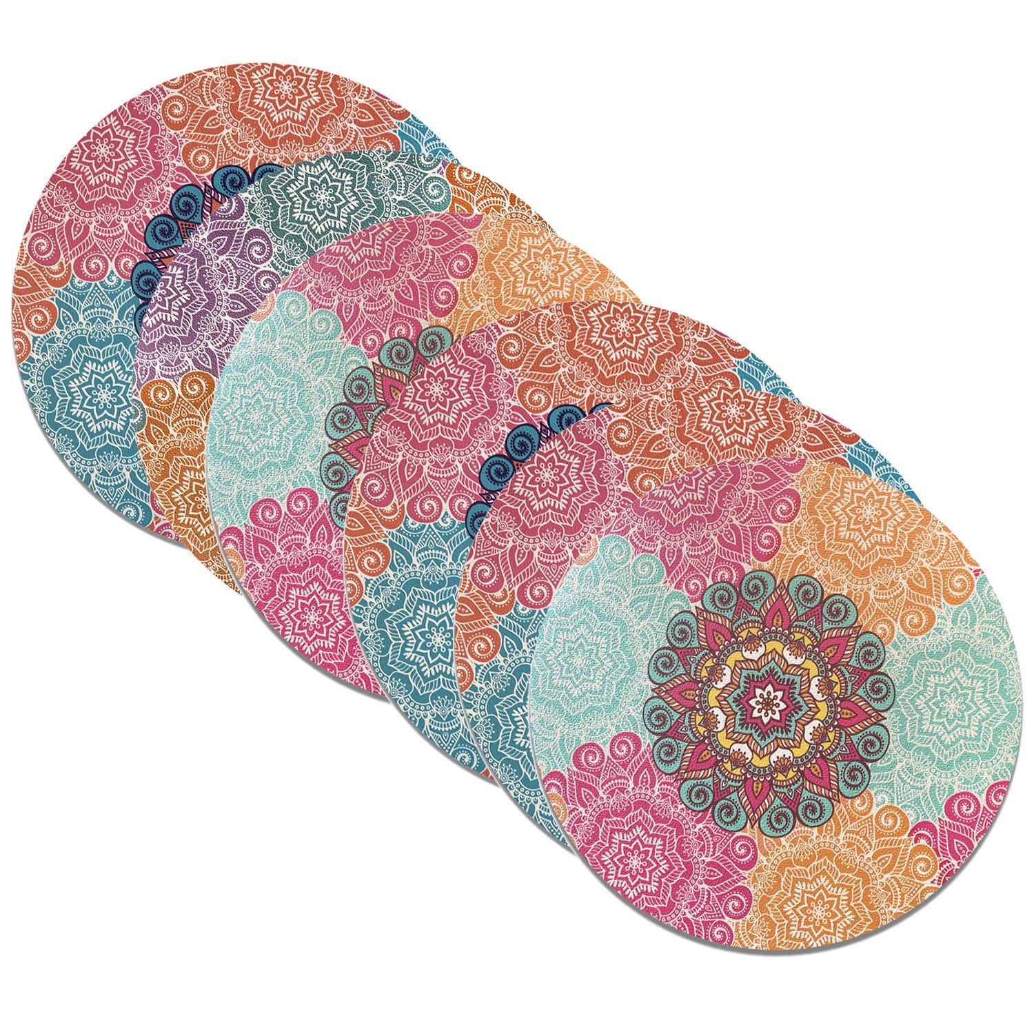 SET 6 INDIVIDUALES MANDALAS REDONDO - 2