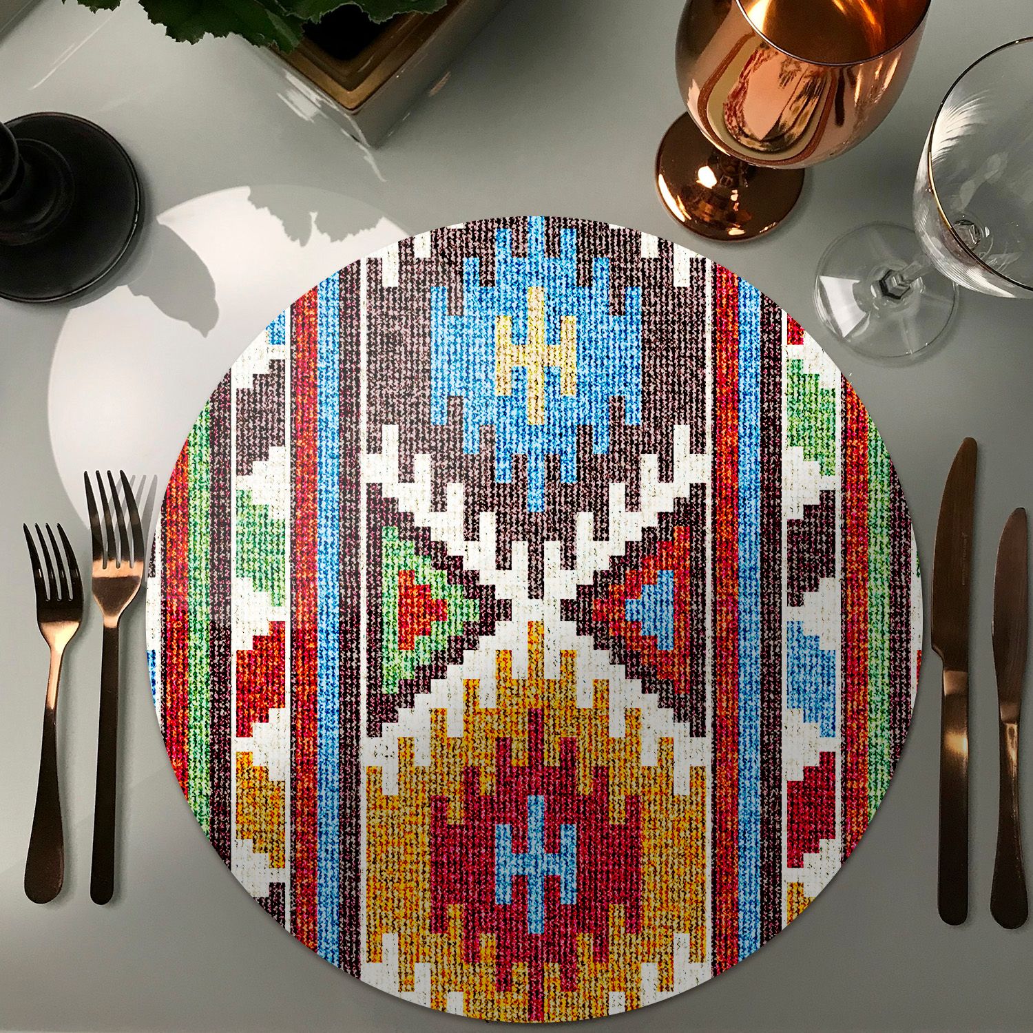 SET 6 INDIVIDUALES KILIM REDONDO - 2